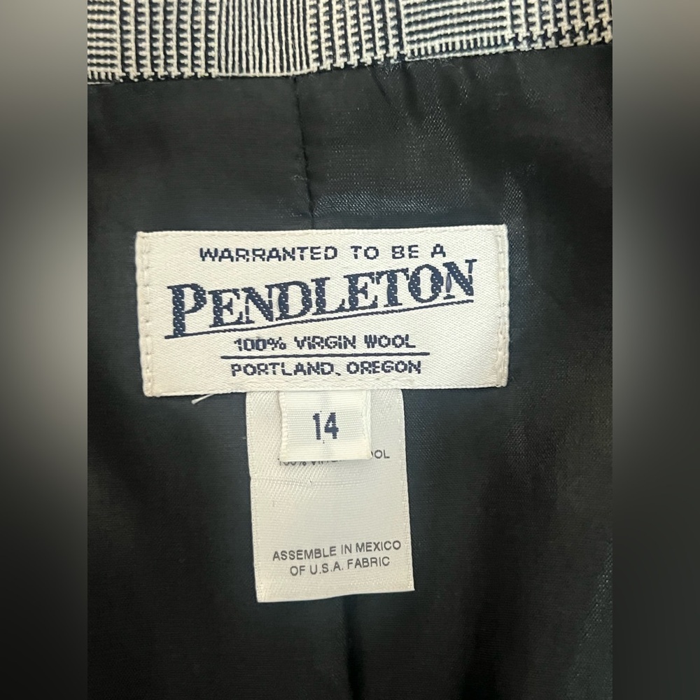 Pendleton Virgin Wool Plaid Blazer Gray Tailored … - image 5